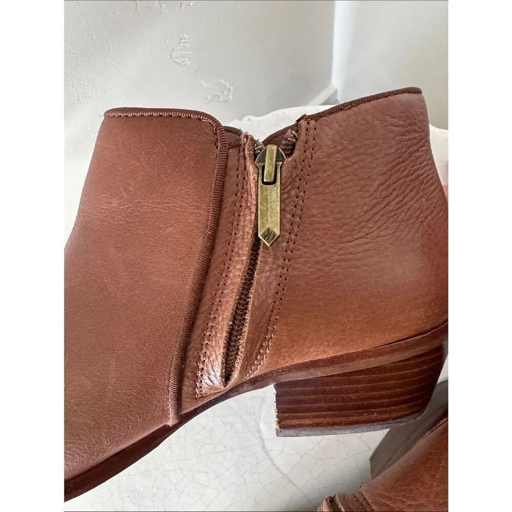 Sam Edelman PETTY Women's Brown Leather Ankle Boots Classic Side-Zip Size 9 EUC